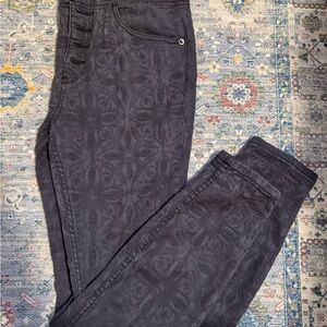 Pilcro and the Letterpress Black Skinny Jeans with Tonal Pattern